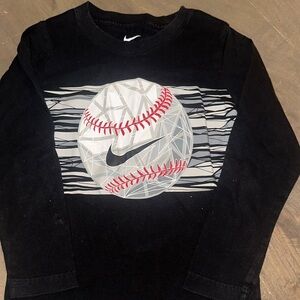 Nike Kids Black and Gray Baseball Graphic Long Sleeve Tee